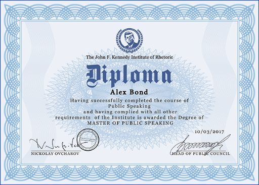 По завершенню — сертифікат «Master of public speaking» у вигляді друкованого або електронного.